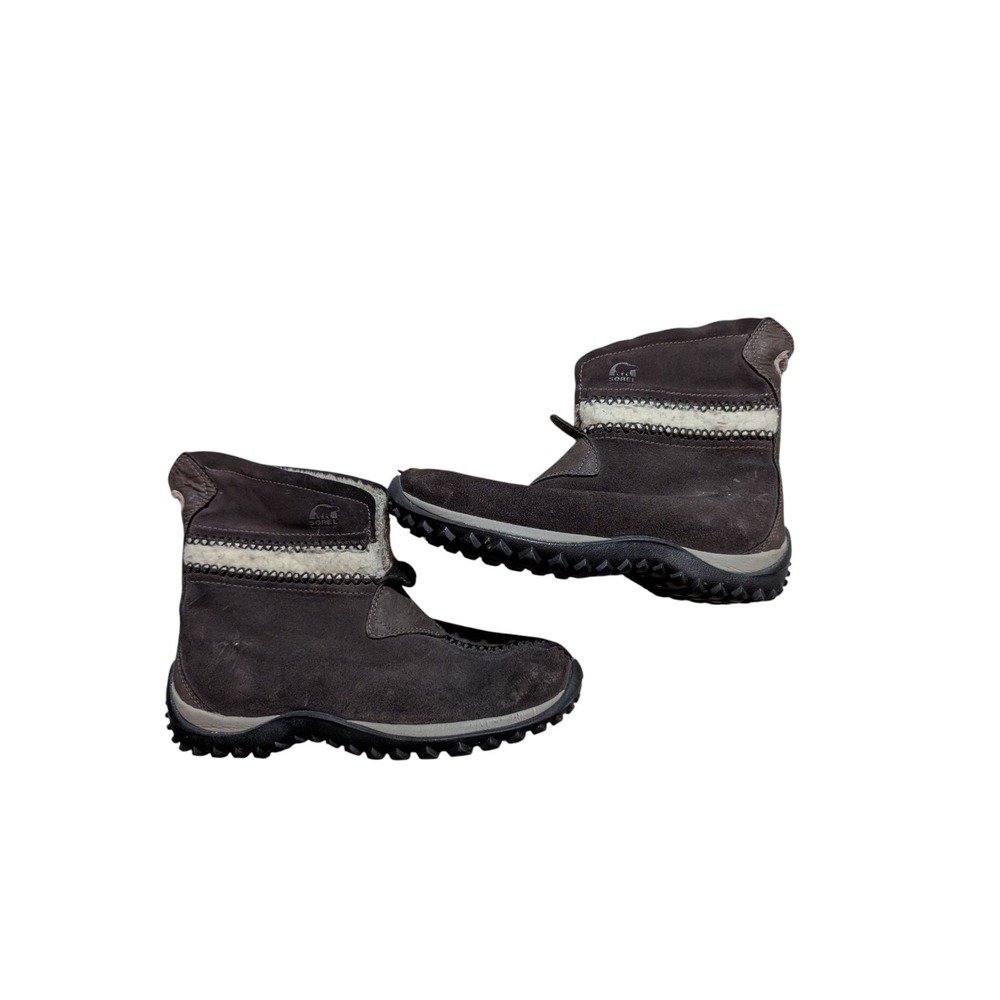 Sorel Nicolet Slip on Winter Boots Womens Size 7 Stout Brown Leather‎ Insulated